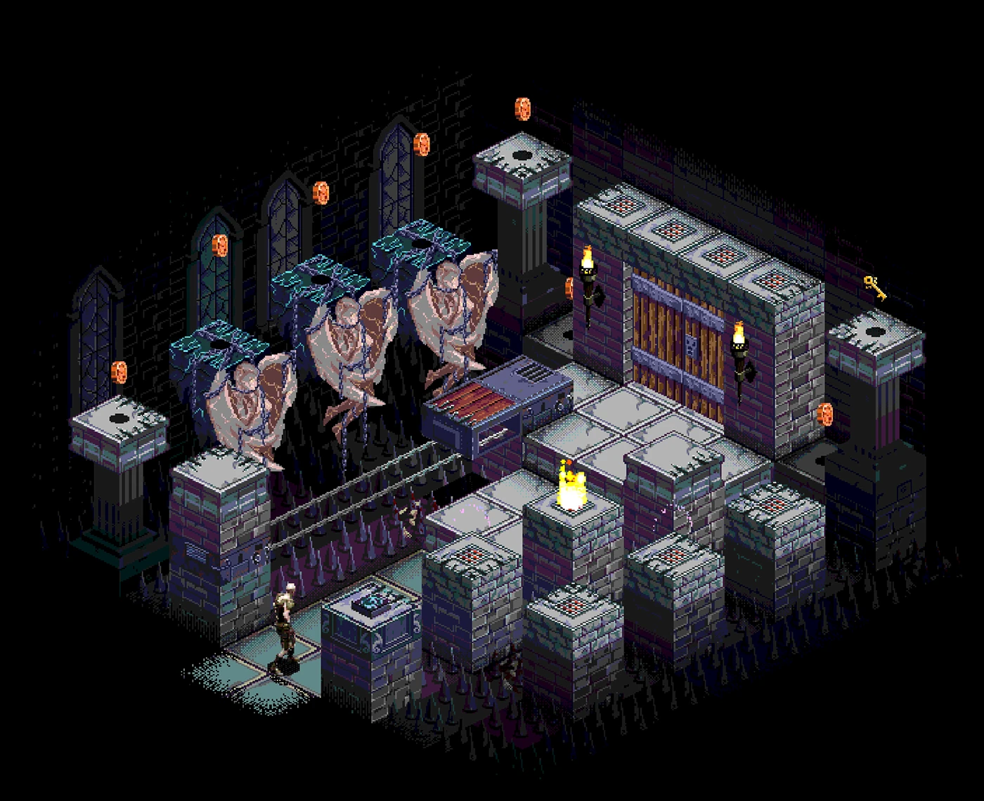 Pixel art scene representing Seth from Thunder Noise