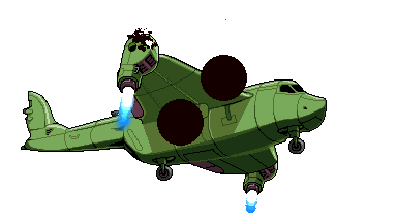 Animated damaged airship pixel art