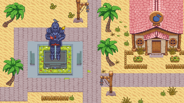 RPG pixel art mockup scene