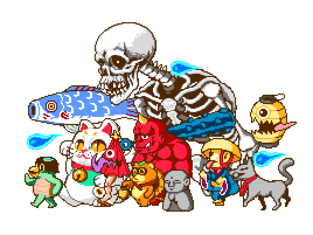 Animated yokai pixel art character